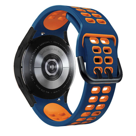 Strap-it® Strap-it Samsung Galaxy Watch 6 Classic 43mm Squared Sport Armband (Blau/Orange)