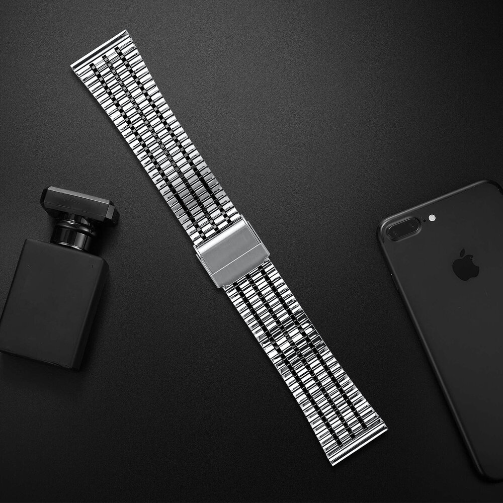 Strap-it® Strap-it Samsung Galaxy Watch 6 Classic 47mm Stahlarmband Schiebverschluss (Silber/Schwarz) Strap-it® Strap-it Samsung Galaxy Watch 6 Classic 47mm Stahlarmband Schiebverschluss (Silber/Schwarz)