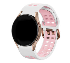 Strap-it® Samsung Galaxy Watch 6 Classic 47mm Squared Sport Armband (Weiß/Rosa) Strap-it® Samsung Galaxy Watch 6 Classic 47mm Squared Sport Armband (Weiß/Rosa)