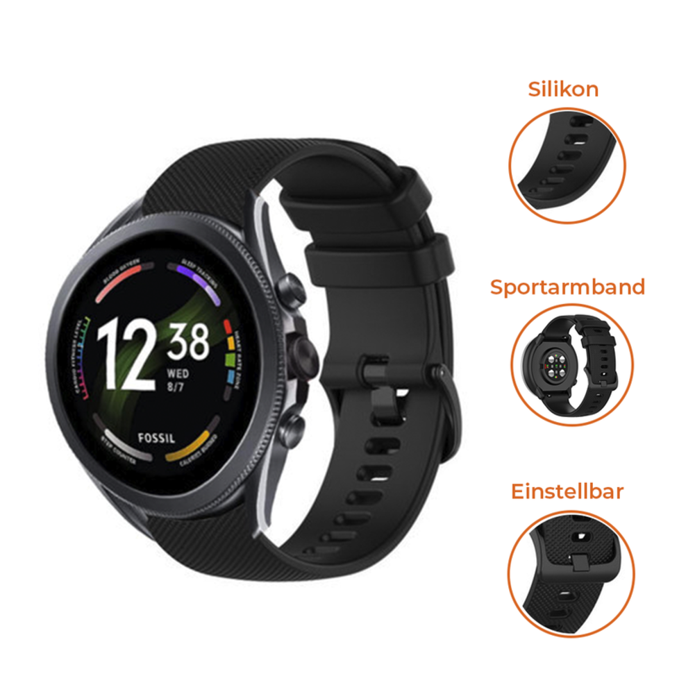 Strap-it® Strap-it Fossil Gen 6 - 44mm Silikonarmband (Schwarz) Strap-it® Strap-it Fossil Gen 6 - 44mm Silikonarmband (Schwarz)