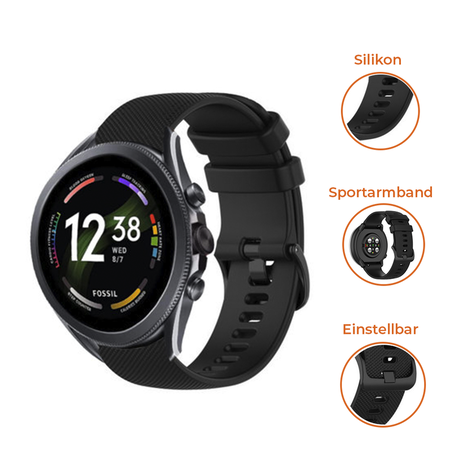 Strap-it® Strap-it Fossil Gen 6 - 44mm Silikonarmband (Schwarz) Strap-it® Strap-it Fossil Gen 6 - 44mm Silikonarmband (Schwarz)