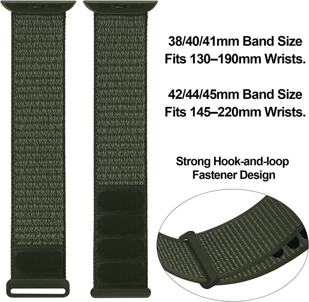 Strap-it® Strap-it Apple Watch 8 Armband Nylon (Armeegrün) Strap-it® Strap-it Apple Watch 8 Armband Nylon (Armeegrün)