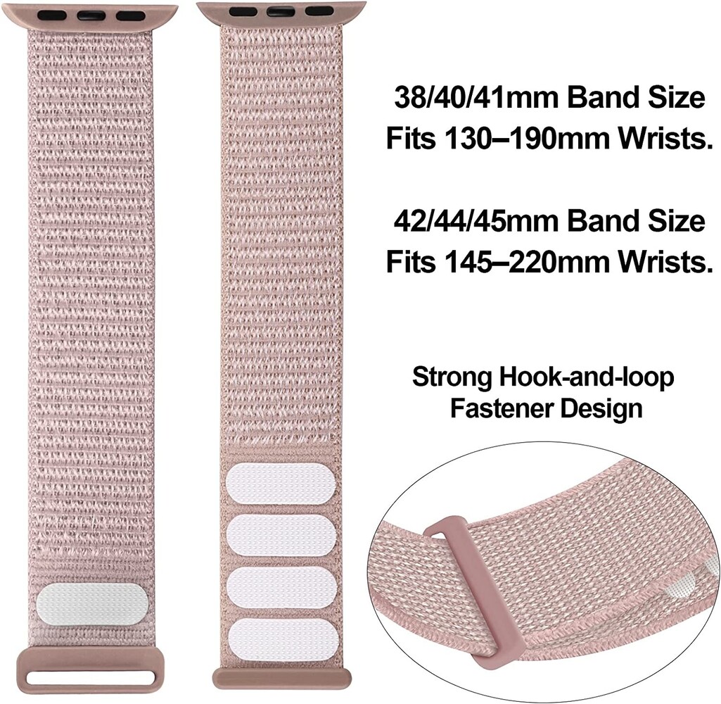 Strap-it® Strap-it Apple Watch 8 Armband Nylon (Hellrosa) Strap-it® Strap-it Apple Watch 8 Armband Nylon (Hellrosa)