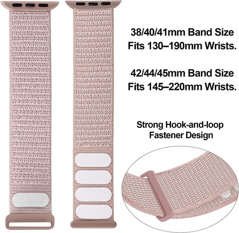 Strap-it® Strap-it Apple Watch 8 Armband Nylon (Hellrosa) Strap-it® Strap-it Apple Watch 8 Armband Nylon (Hellrosa)