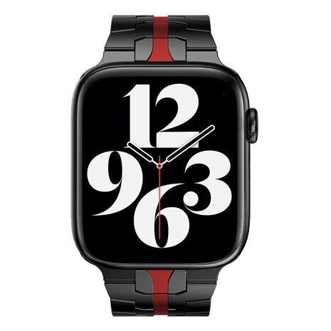 Strap-it® Strap-it Apple Watch 8 Stahl Ironband (Schwarz/Rot) Strap-it® Strap-it Apple Watch 8 Stahl Ironband (Schwarz/Rot)