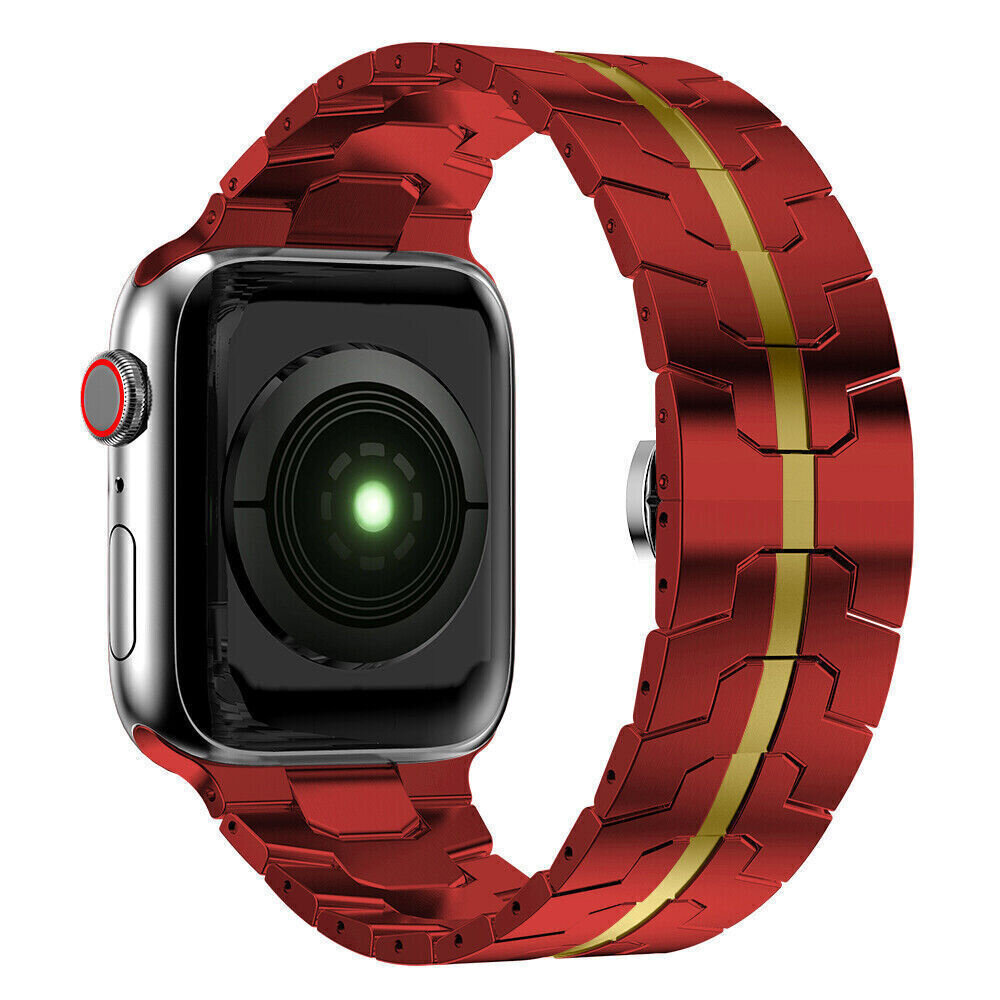 Strap-it® Strap-it Apple Watch 8 Stahl Ironband (Rot/Gold) Strap-it® Strap-it Apple Watch 8 Stahl Ironband (Rot/Gold)