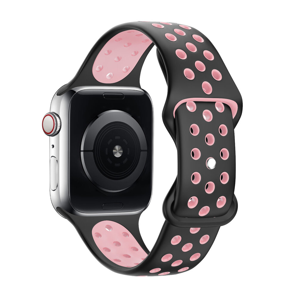 Strap-it® Strap-it Apple Watch 8 Sportarmband (Schwarz/Rosa) Strap-it® Strap-it Apple Watch 8 Sportarmband (Schwarz/Rosa)