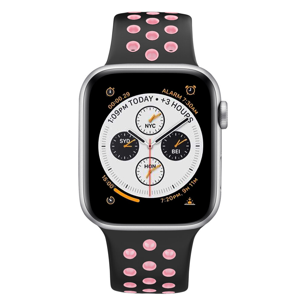 Strap-it® Strap-it Apple Watch 8 Sportarmband (Schwarz/Rosa) Strap-it® Strap-it Apple Watch 8 Sportarmband (Schwarz/Rosa)