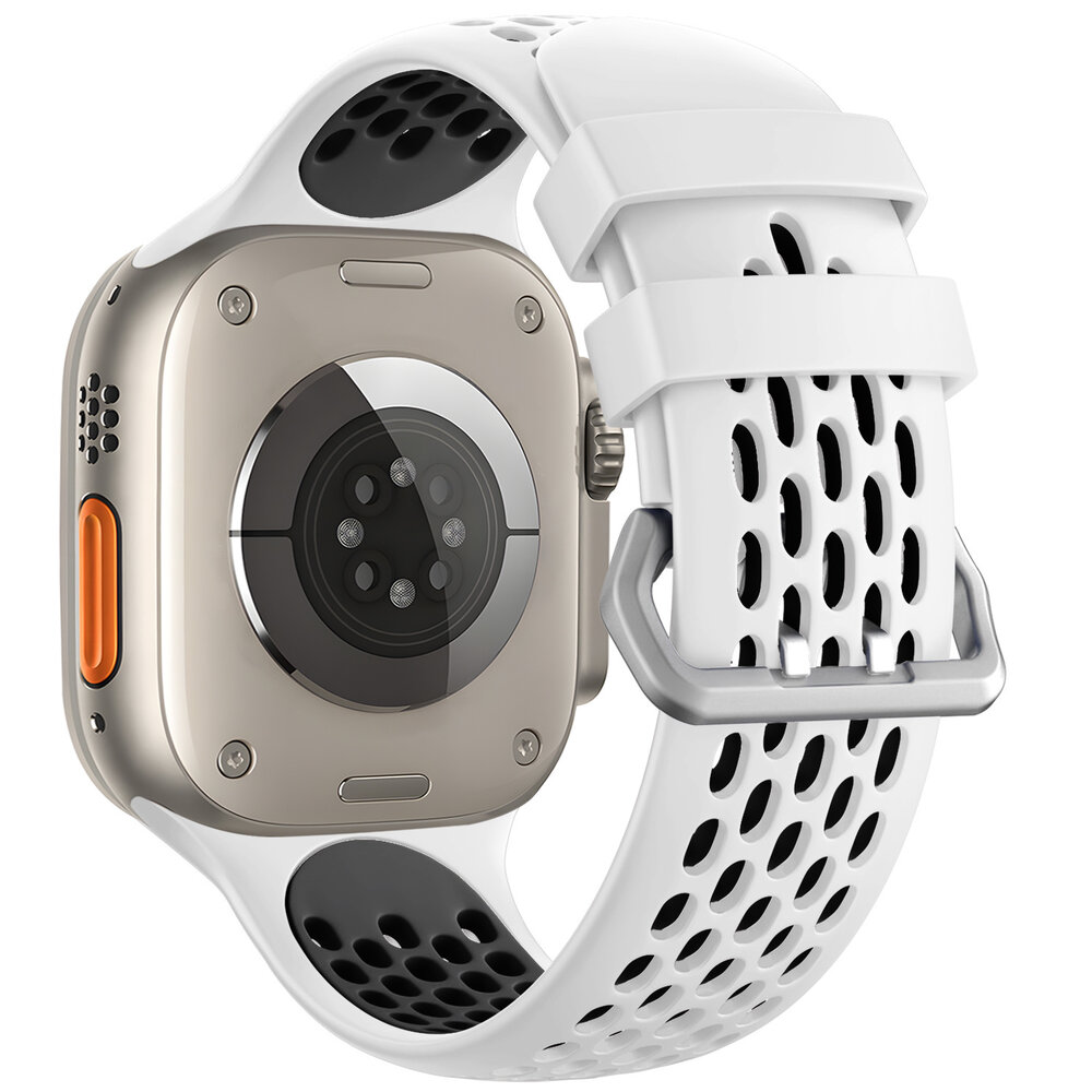 Strap-it® Strap-it Apple Watch 8 Sport Schnallenarmband (Weiß/Schwarz)