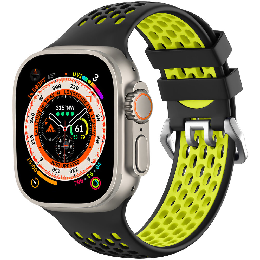 Strap-it® Strap-it Apple Watch 8 Sport Schnallenarmband (Schwarz/Gelb)