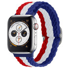Strap-it® Strap-it Apple Watch 8 verstellbares gewebtes Nylonarmband (Rot/Weiß/Blau)