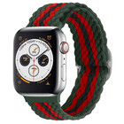 Strap-it® Strap-it Apple Watch 8 verstellbares gewebtes Nylonarmband (Rot/Schwarz/Grün)