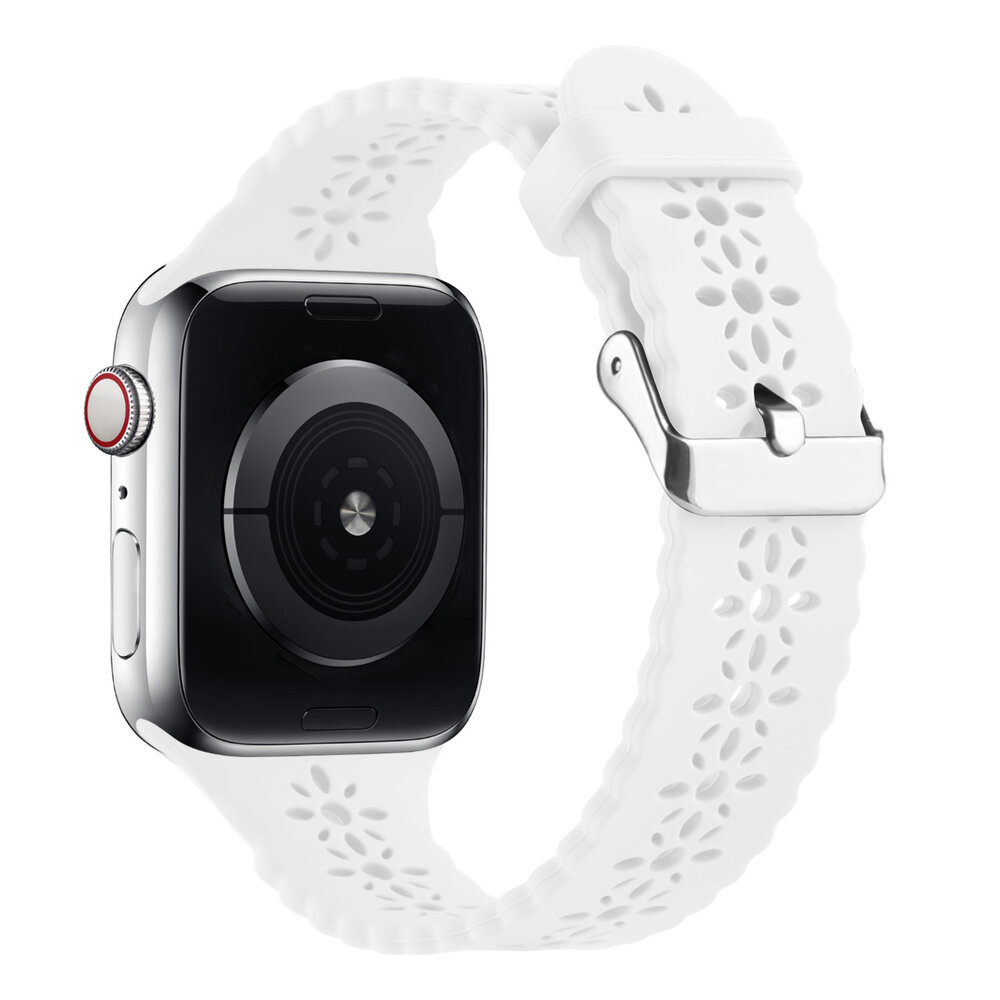 Strap-it® Strap-it Apple Watch 8 Silikonarmband mit Muster (Weiß)
