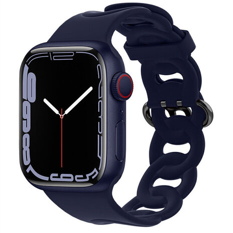 Strap-it® Strap-it Apple Watch 8 Silikon Kettenarmband (Dunkelblau)
