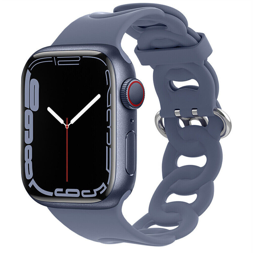 Strap-it® Strap-it Apple Watch 8 Silikon Kettenarmband (Grau-Blau)