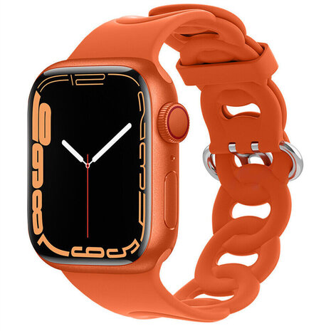 Strap-it® Strap-it Apple Watch 8 Silikon Kettenarmband (Orange)