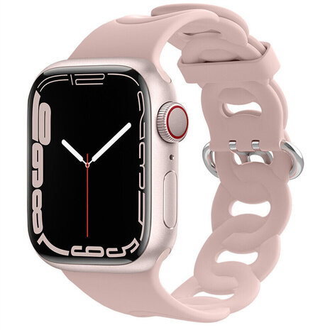 Strap-it® Strap-it Apple Watch 8 Silikon Kettenarmband (Rosa)