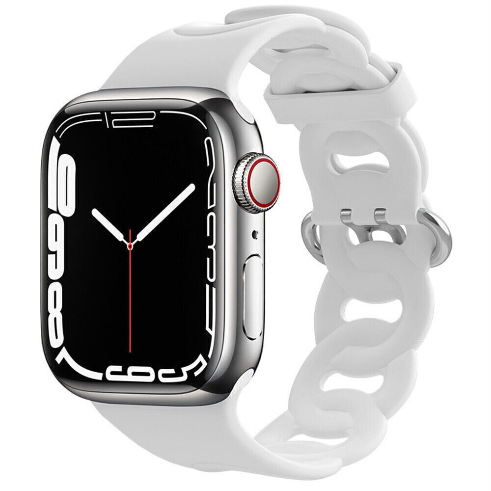 Strap-it® Strap-it Apple Watch 8 Silikon Kettenarmband (Weiß)