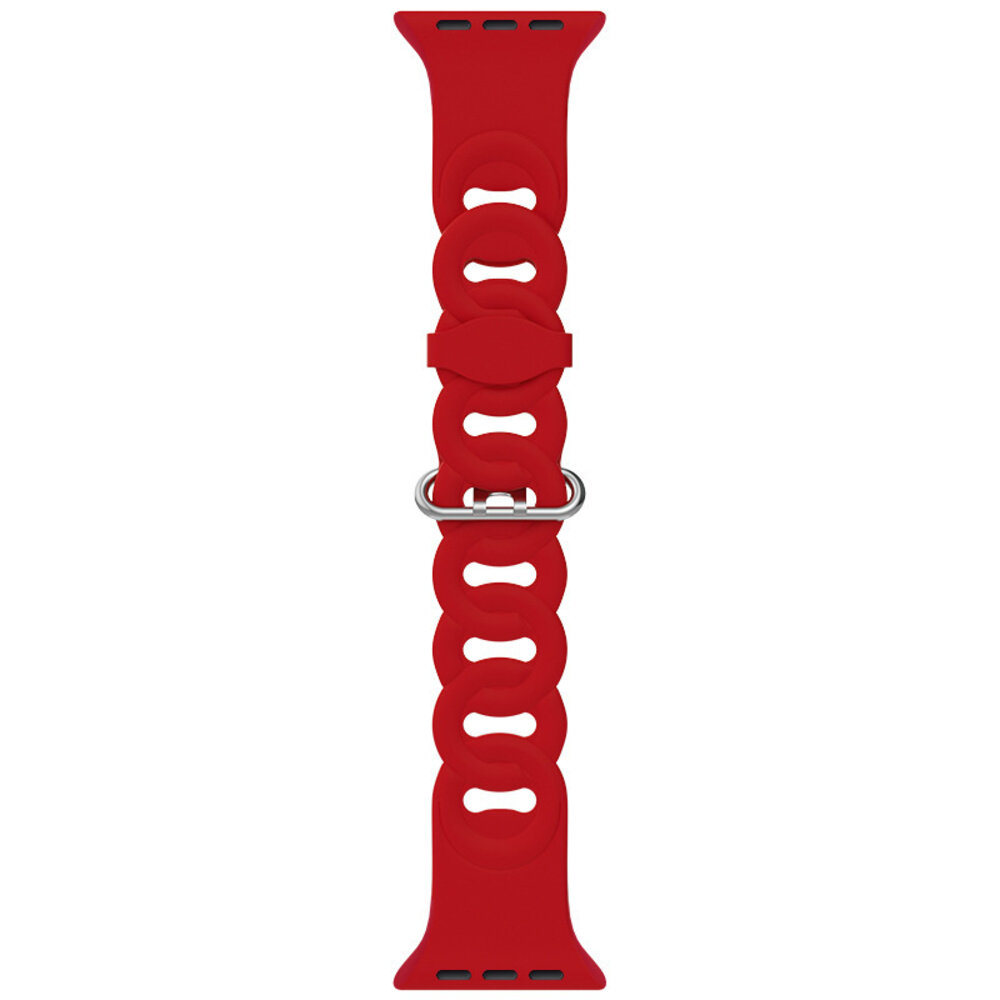 Strap-it® Strap-it Apple Watch 8 Silikon Kettenarmband (Rot)