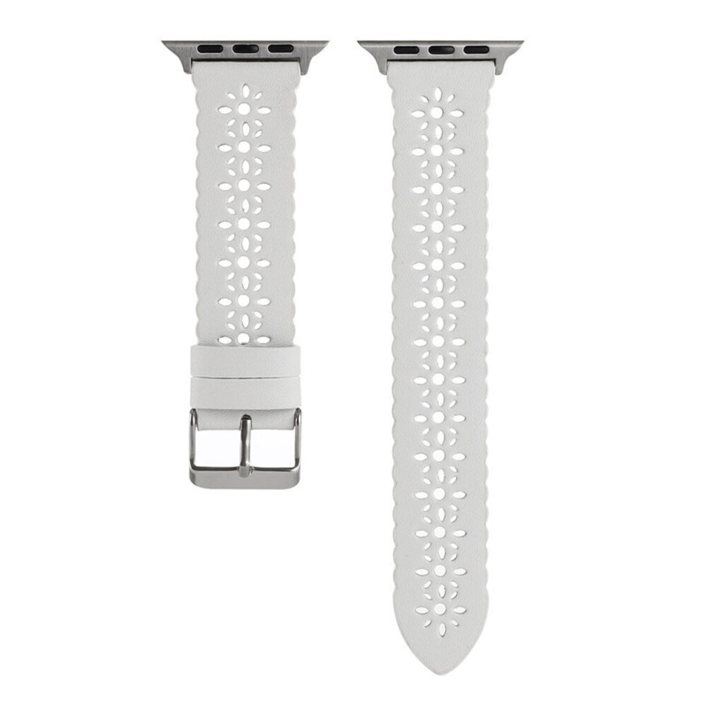 Strap-it® Strap-it Apple Watch 8 Lederarmband mit Muster (Weiß) Strap-it® Strap-it Apple Watch 8 Lederarmband mit Muster (Weiß)