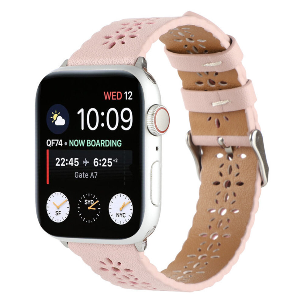 Strap-it® Strap-it Apple Watch 8 Lederarmband mit Muster (Rosa)