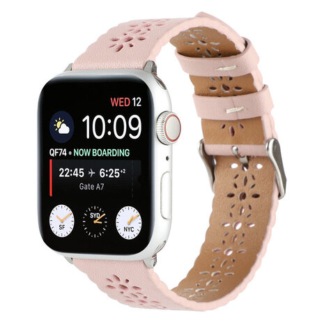 Strap-it® Strap-it Apple Watch 8 Lederarmband mit Muster (Rosa)