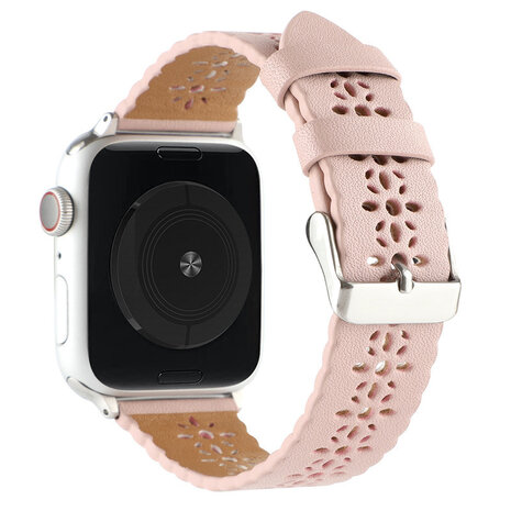 Strap-it® Strap-it Apple Watch 8 Lederarmband mit Muster (Rosa)