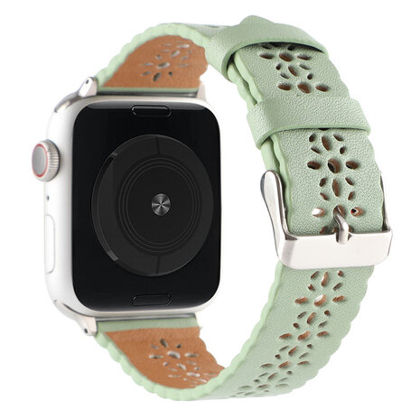 Strap-it® Strap-it Apple Watch 8 Lederarmband mit Muster (Hellgrün)