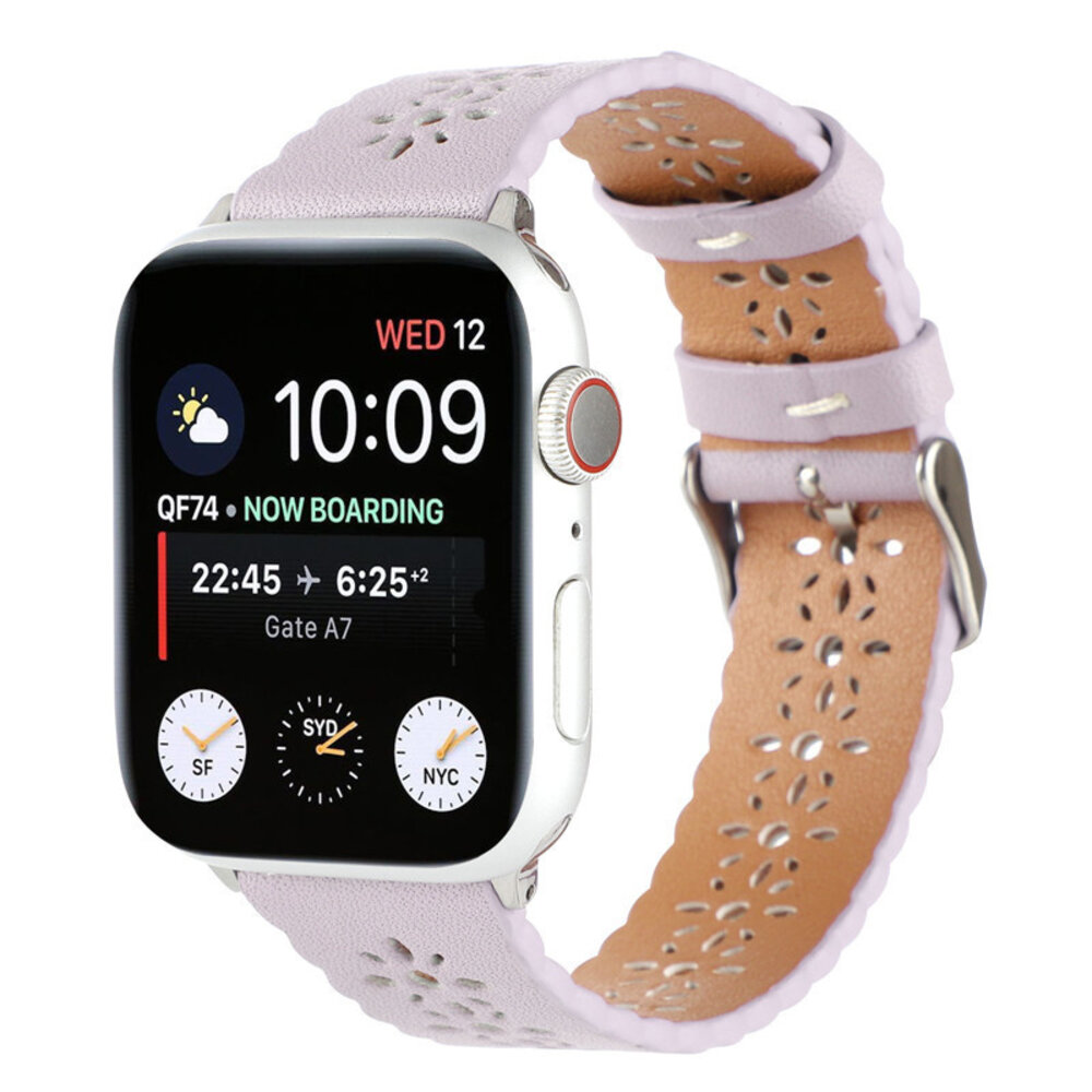 Strap-it® Strap-it Apple Watch 8 Lederarmband mit Muster (Lila)