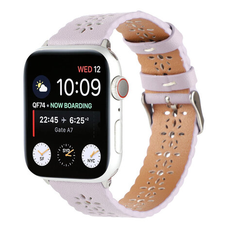 Strap-it® Strap-it Apple Watch 8 Lederarmband mit Muster (Lila)