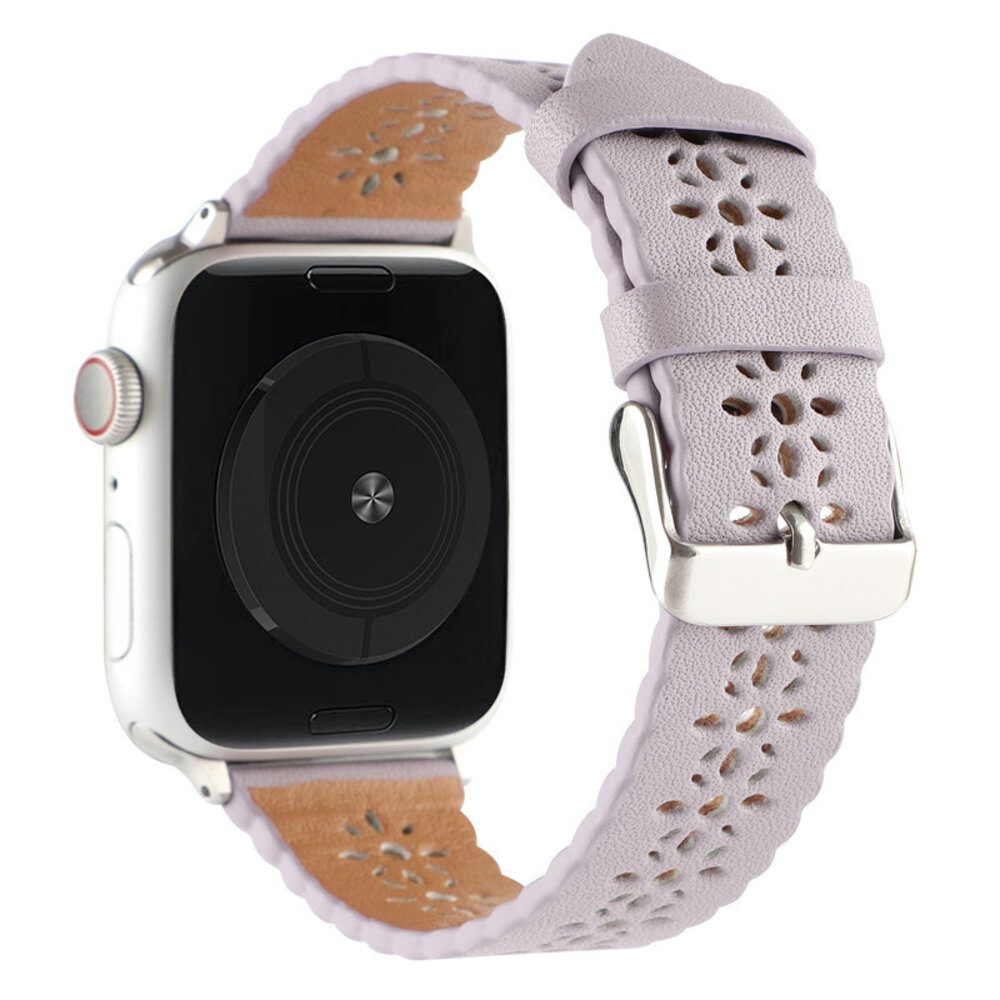 Strap-it® Strap-it Apple Watch 8 Lederarmband mit Muster (Lila)