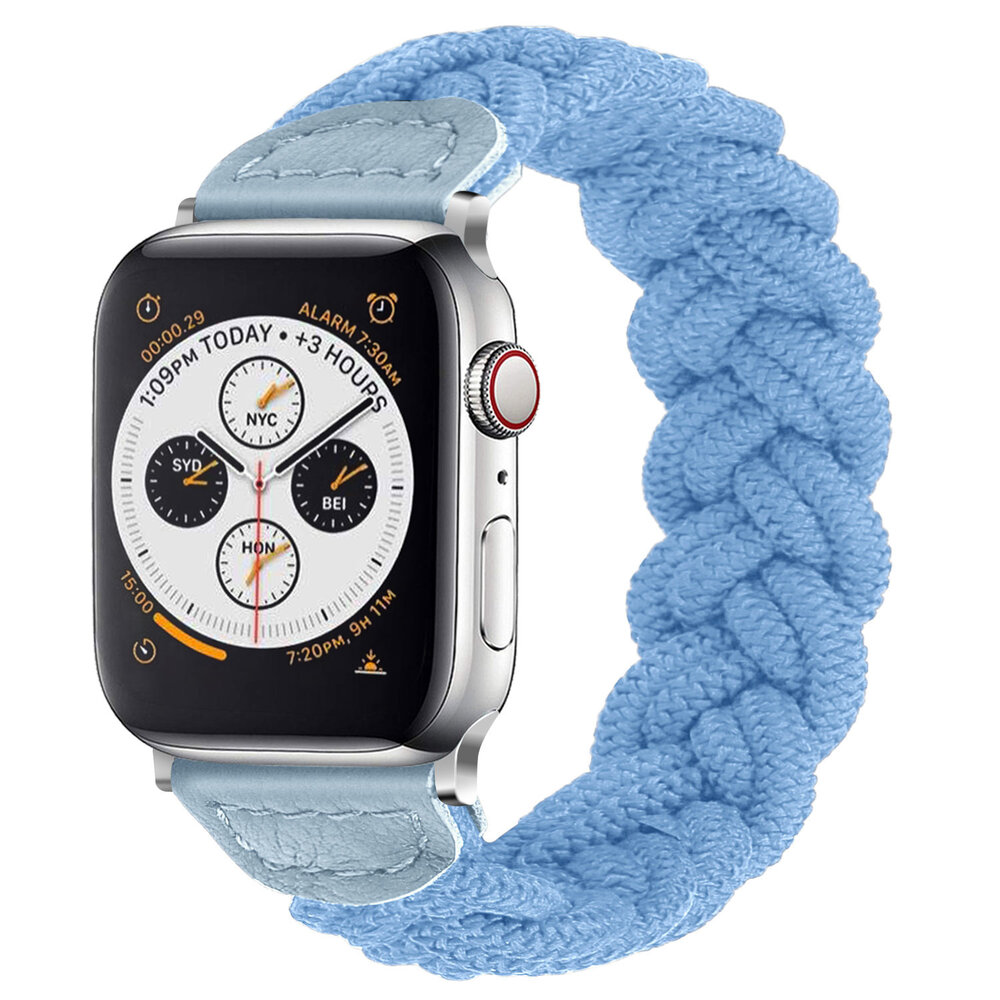 Strap-it® Strap-it Apple Watch 8 gedrehtes Nylonarmband (Hellblau)