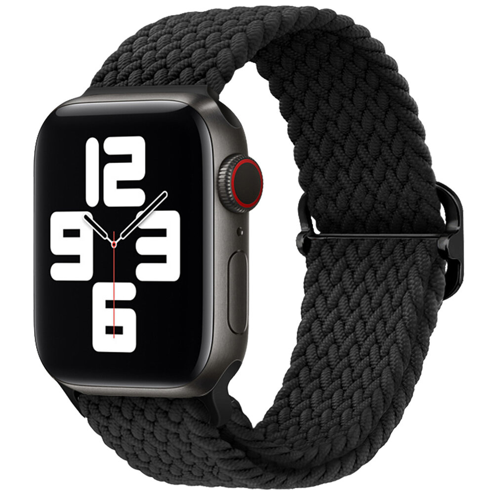 Strap-it® Strap-it Apple Watch 8 Geflochten Nylon Armband (Schwarz)