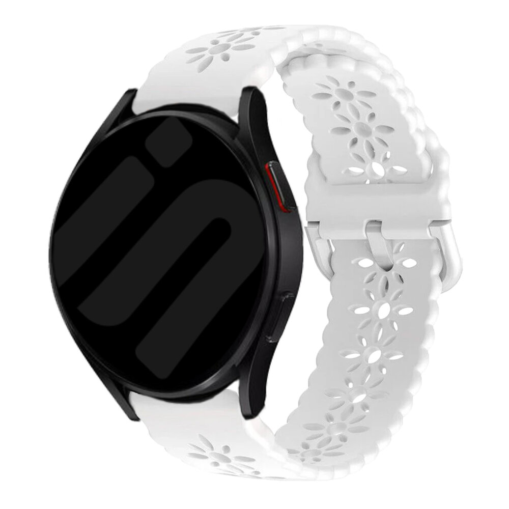 Strap-it® Strap-it Samsung Galaxy Watch 6 - 40mm Gemustertes Silikon Armband (Weiß)