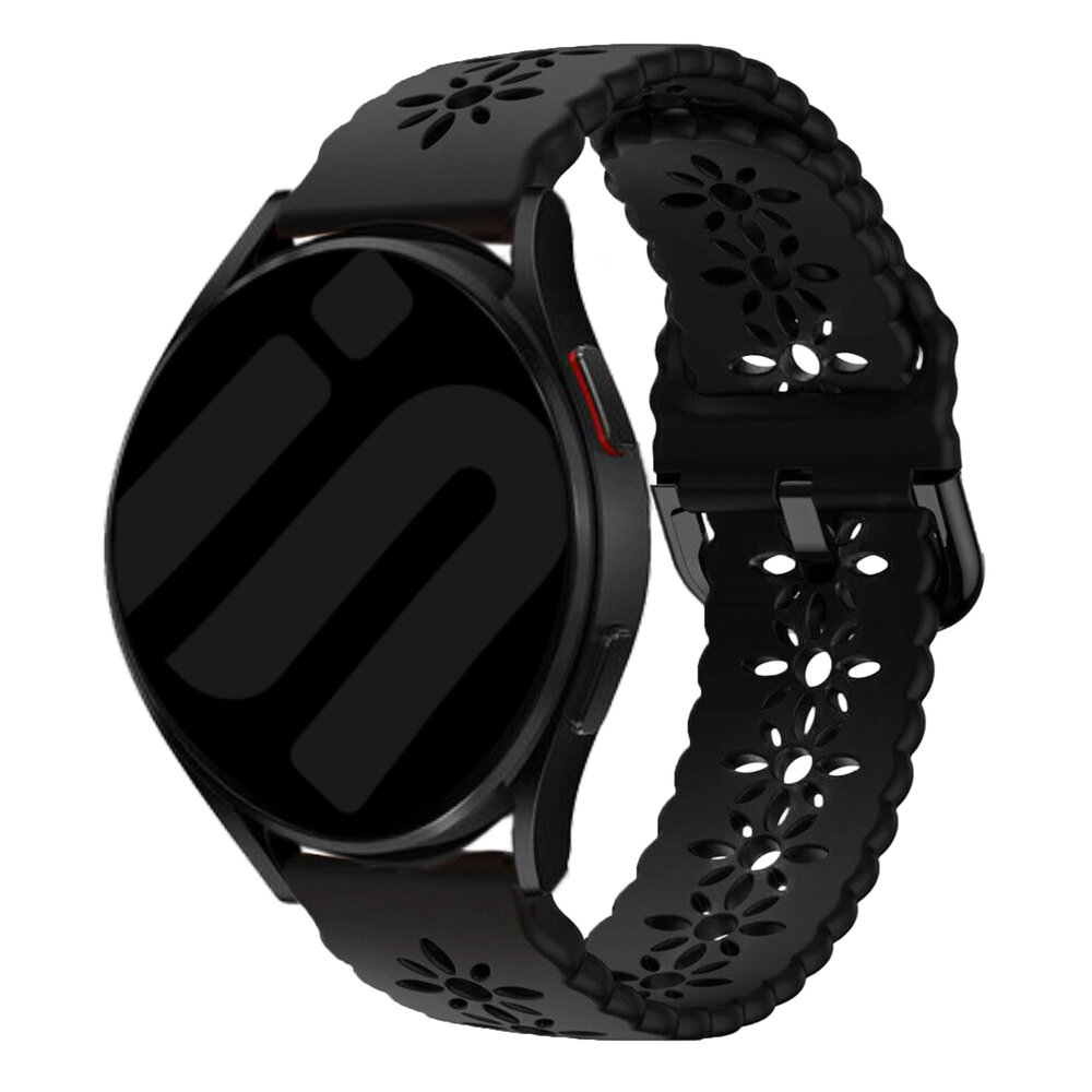 Strap-it® Strap-it Samsung Galaxy Watch 6 - 40mm Gemustertes Silikon Armband (Schwarz)