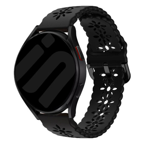 Strap-it® Strap-it Samsung Galaxy Watch 6 - 40mm Gemustertes Silikon Armband (Schwarz)