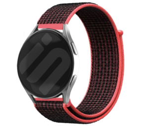 Strap-it® Samsung Galaxy Watch 6 - 44mm Nylon Armband (Schwarz/Koralle) Strap-it® Samsung Galaxy Watch 6 - 44mm Nylon Armband (Schwarz/Koralle)