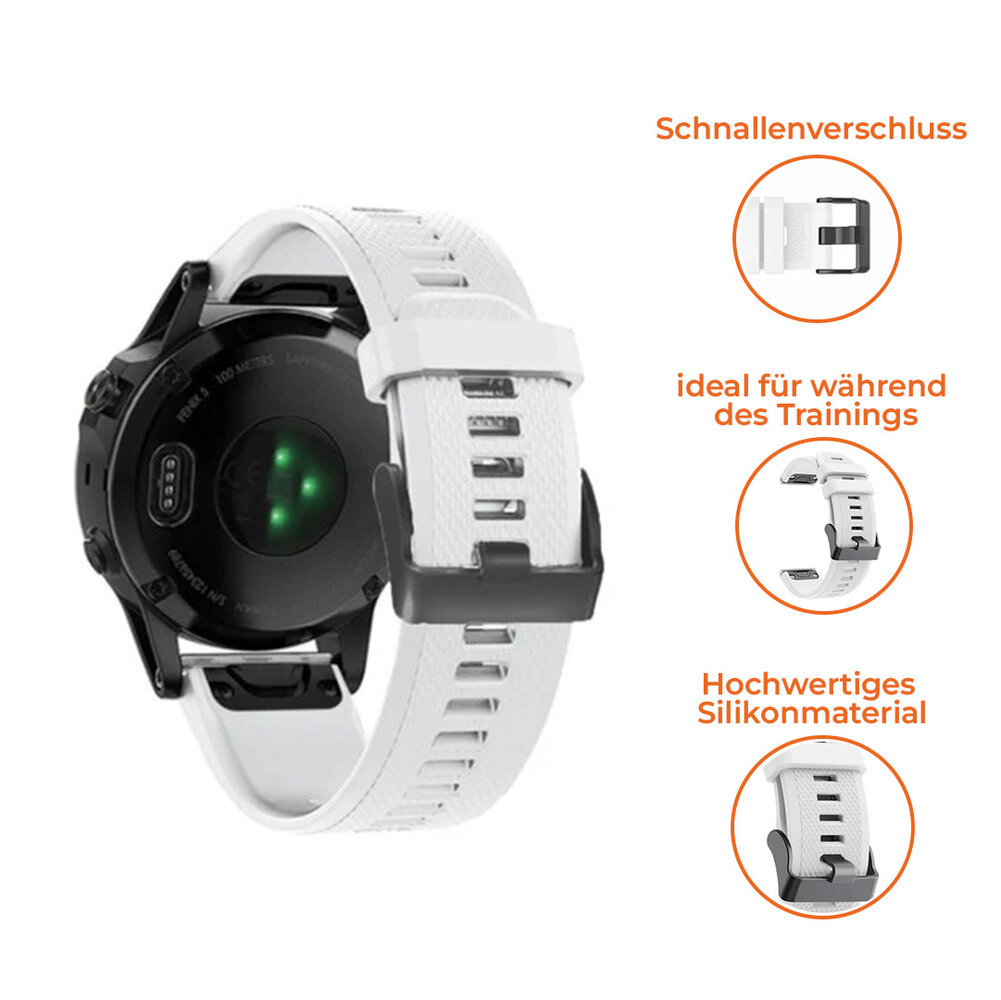 Strap-it® Strap-it Garmin Fenix 5 (Plus) / 6 (Pro) Armband Silikon (Weiß) Strap-it® Strap-it Garmin Fenix 5 (Plus) / 6 (Pro) Armband Silikon (Weiß)