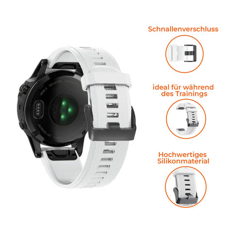 Strap-it® Strap-it Garmin Fenix 5 (Plus) / 6 (Pro) Armband Silikon (Weiß) Strap-it® Strap-it Garmin Fenix 5 (Plus) / 6 (Pro) Armband Silikon (Weiß)