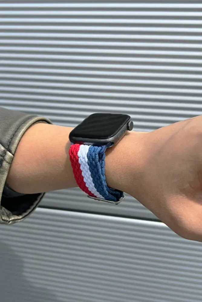 Strap-it® Strap-it Apple Watch verstellbares gewebtes Nylonarmband (Rot/Weiß/Blau) Strap-it® Strap-it Apple Watch verstellbares gewebtes Nylonarmband (Rot/Weiß/Blau)