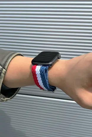 Strap-it® Strap-it Apple Watch verstellbares gewebtes Nylonarmband (Rot/Weiß/Blau) Strap-it® Strap-it Apple Watch verstellbares gewebtes Nylonarmband (Rot/Weiß/Blau)