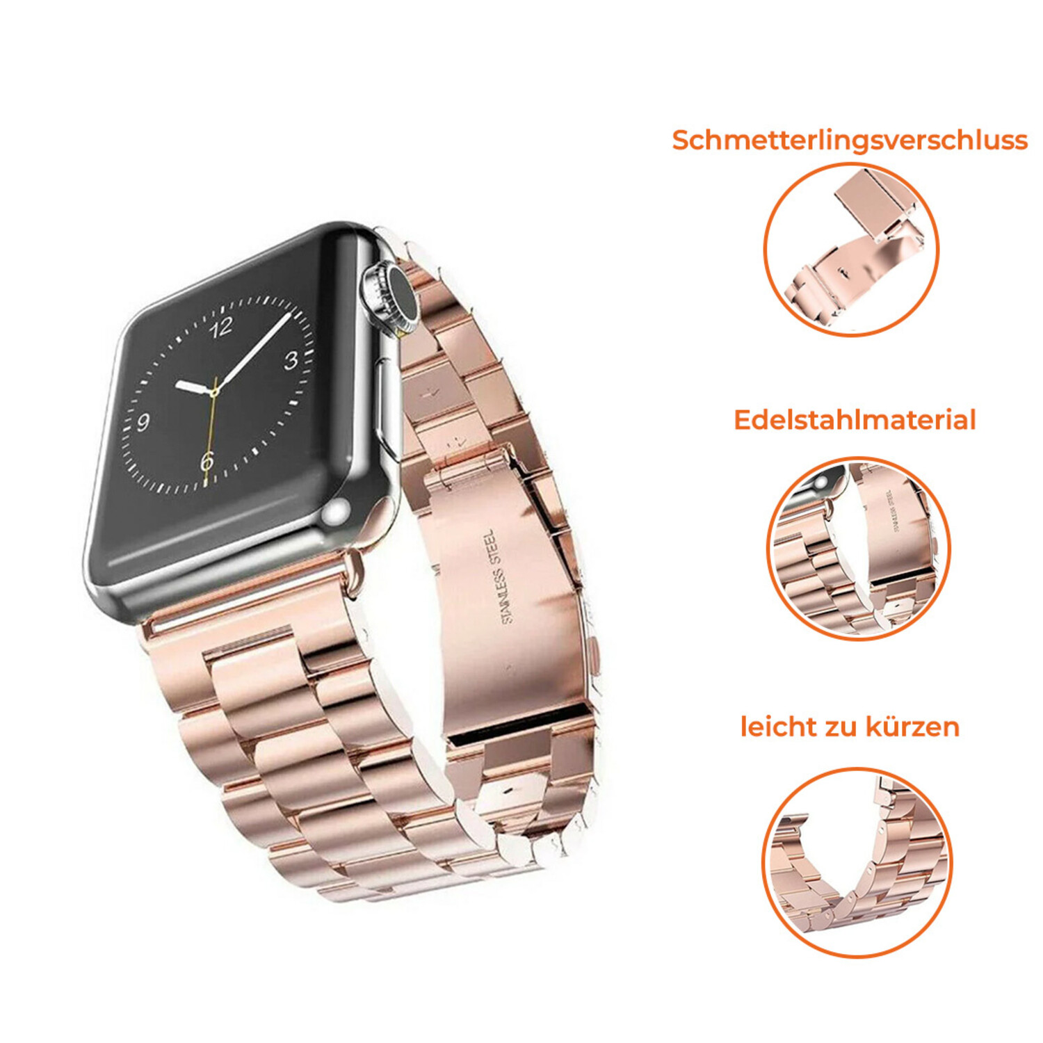 Strap it Strap it Apple Watch Gliederarmband Rosegold
