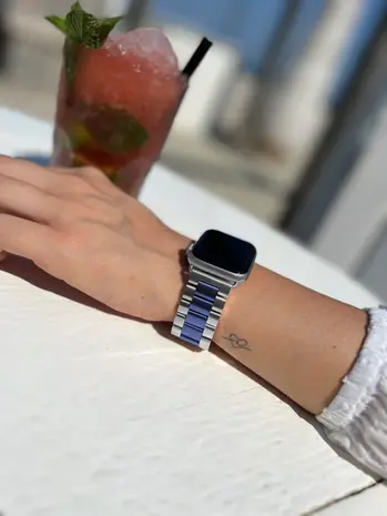 Strap-it® Strap-it Apple Watch Stahlarmband (Silber/Blau) Strap-it® Strap-it Apple Watch Stahlarmband (Silber/Blau)