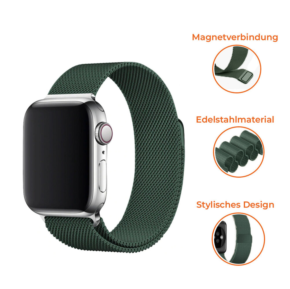 Strap-it® Strap-it Apple Watch Milanaise Armband (Dunkelgrün) Strap-it® Strap-it Apple Watch Milanaise Armband (Dunkelgrün)