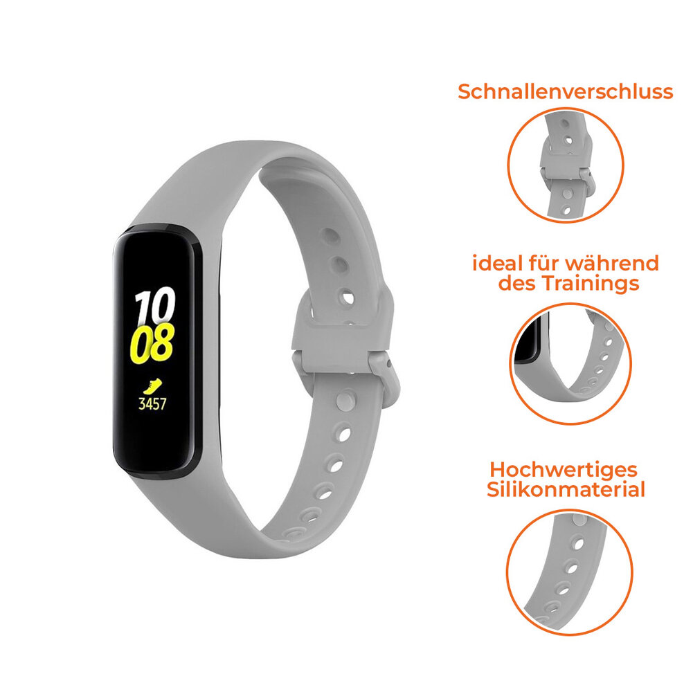 Strap-it® Strap-it Samsung Galaxy Fit 2 Silikonarmband (Grau) Strap-it® Strap-it Samsung Galaxy Fit 2 Silikonarmband (Grau)