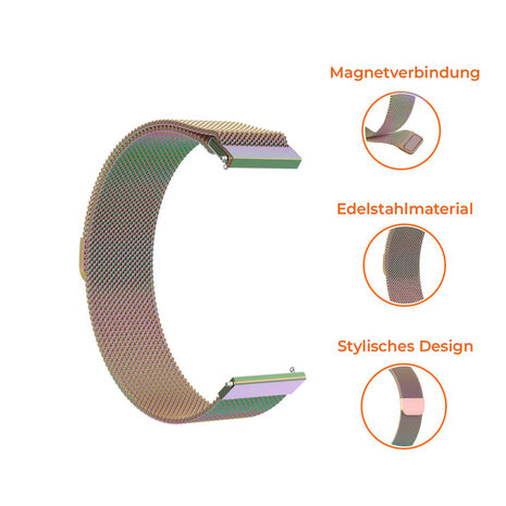 Strap-it® Strap-it Samsung Galaxy Watch 4 - 40mm Milanese Armband (Regenbogen) Strap-it® Strap-it Samsung Galaxy Watch 4 - 40mm Milanese Armband (Regenbogen)