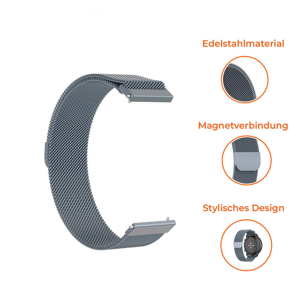 Strap-it® Strap-it Samsung Galaxy Watch 4 - 40mm Milanese Armband (SpaceGrau) Strap-it® Strap-it Samsung Galaxy Watch 4 - 40mm Milanese Armband (SpaceGrau)