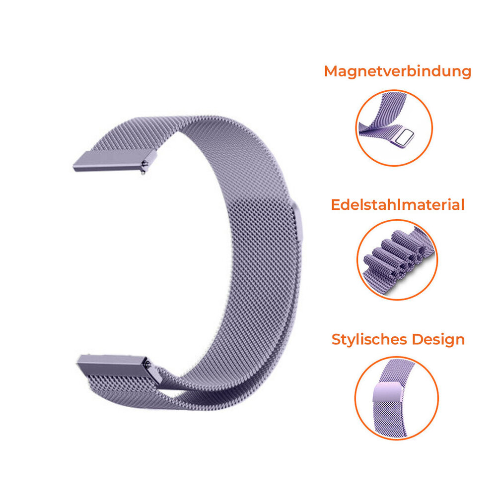 Strap-it® Strap-it Samsung Galaxy Watch 4 - 40mm Milanese Armband (Hellviolett) Strap-it® Strap-it Samsung Galaxy Watch 4 - 40mm Milanese Armband (Hellviolett)