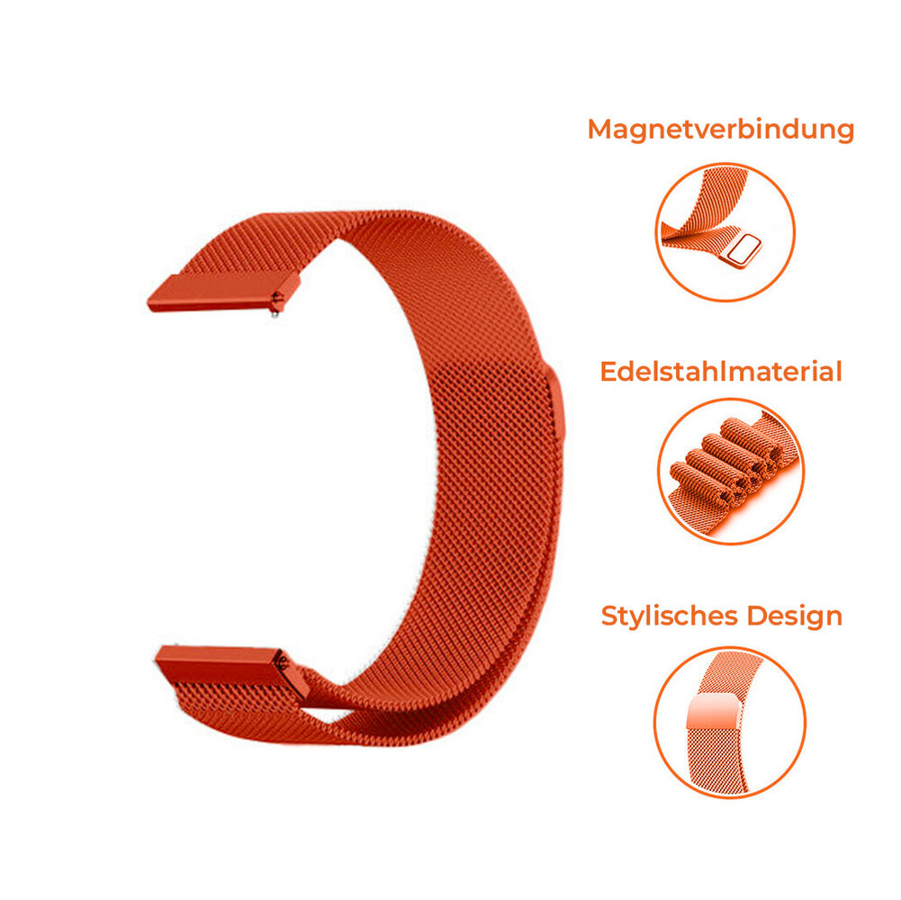 Strap-it® Strap-it Samsung Galaxy Watch 4 - 40mm Milanese Armband (Orange) Strap-it® Strap-it Samsung Galaxy Watch 4 - 40mm Milanese Armband (Orange)