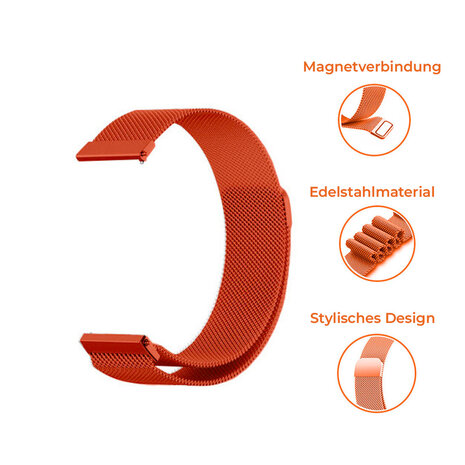 Strap-it® Strap-it Samsung Galaxy Watch 4 - 40mm Milanese Armband (Orange) Strap-it® Strap-it Samsung Galaxy Watch 4 - 40mm Milanese Armband (Orange)